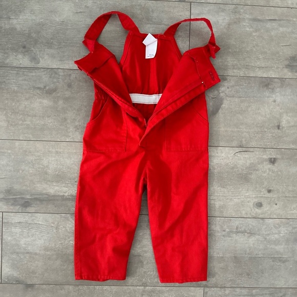 Vintage Rob Roy Bibo Bright Red Overalls 18 months Car buttons Euc - Picture 11 of 16